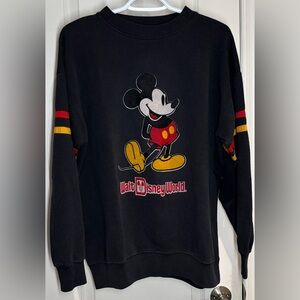 Vintage 80’s Mickey Mouse Disney Black Crew Neck Sweatshirt Sz XL Made in USA
